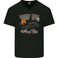 Speed Way Motorcycle Motorbike Biker Mens V-Neck Cotton T-Shirt Black