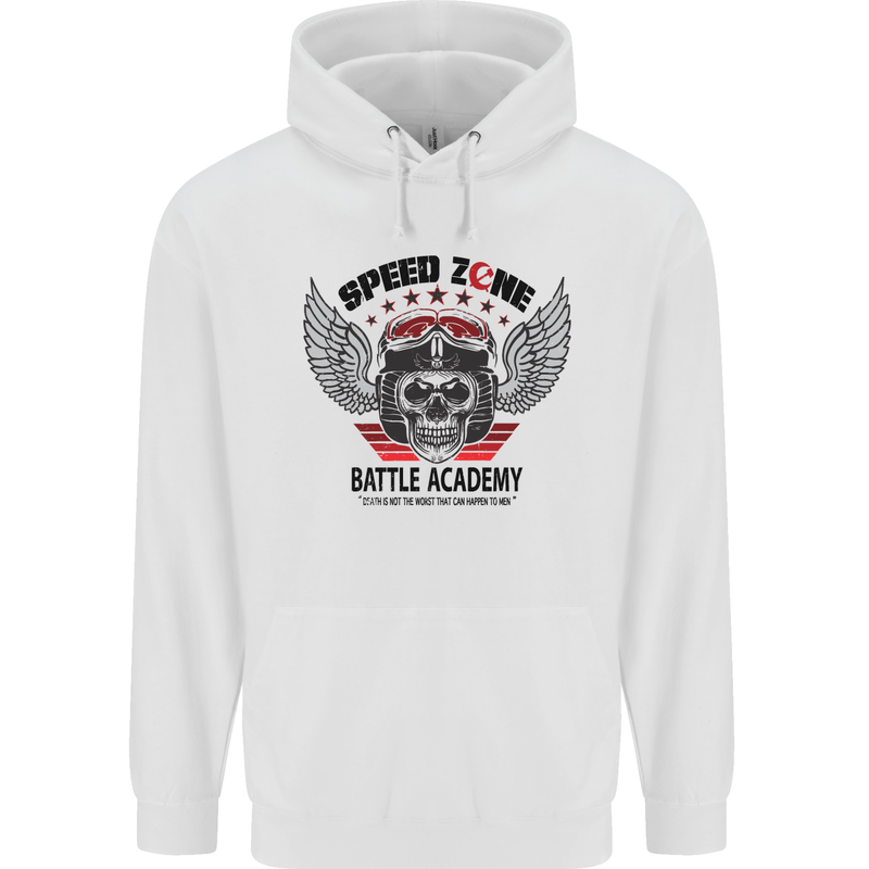 Speed Zone Motorcycle Motorbike Biker Mens 80% Cotton Hoodie White