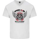 Speed Zone Motorcycle Motorbike Biker Mens V-Neck Cotton T-Shirt White