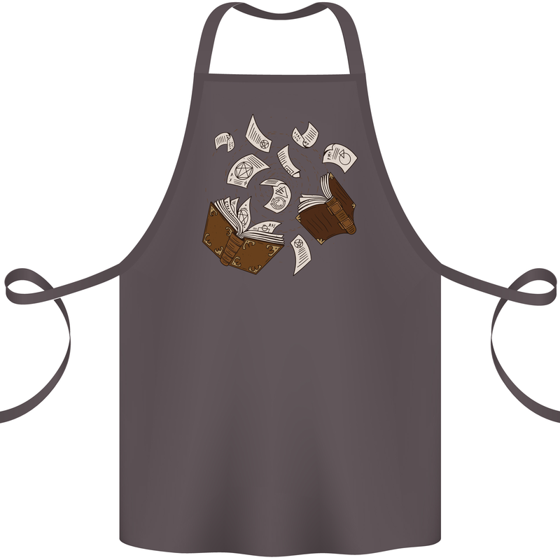 Spell Book Magic Magician Magical Cotton Apron 100% Organic Dark Grey