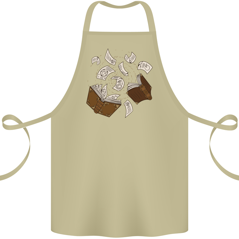 Spell Book Magic Magician Magical Cotton Apron 100% Organic Khaki