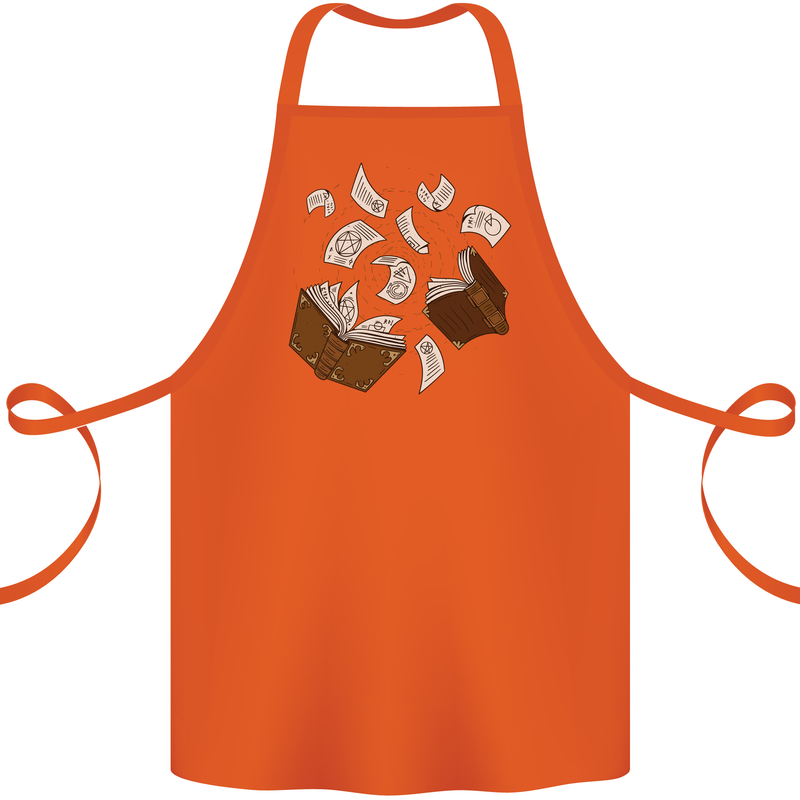 Spell Book Magic Magician Magical Cotton Apron 100% Organic Orange