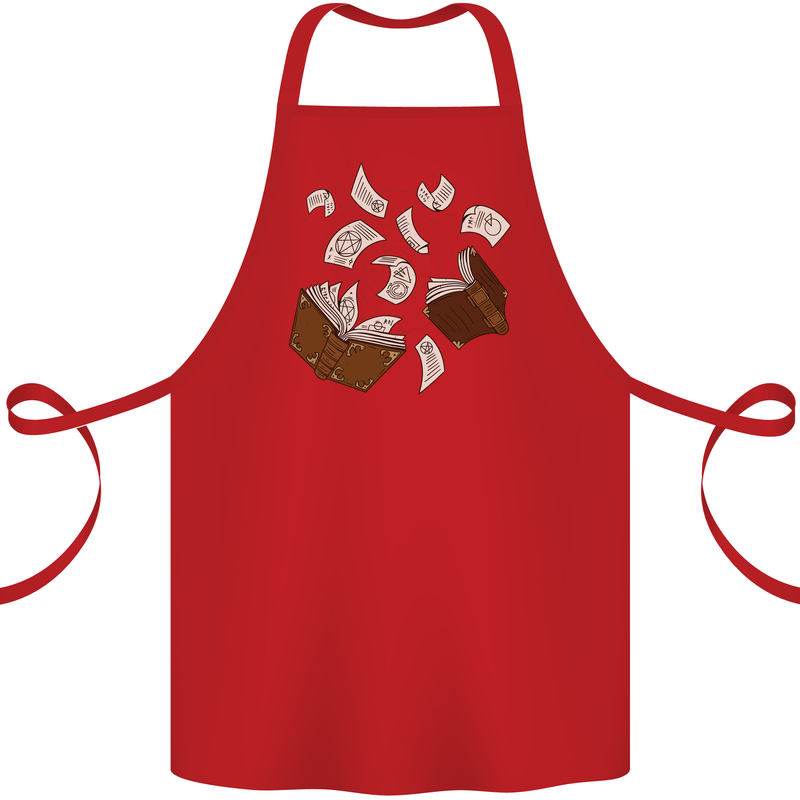 Spell Book Magic Magician Magical Cotton Apron 100% Organic Red