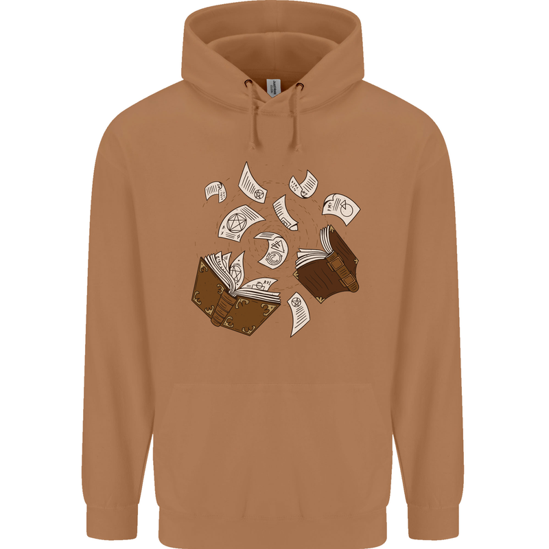 Spell Book Magic Magician Magical Mens 80% Cotton Hoodie Caramel Latte