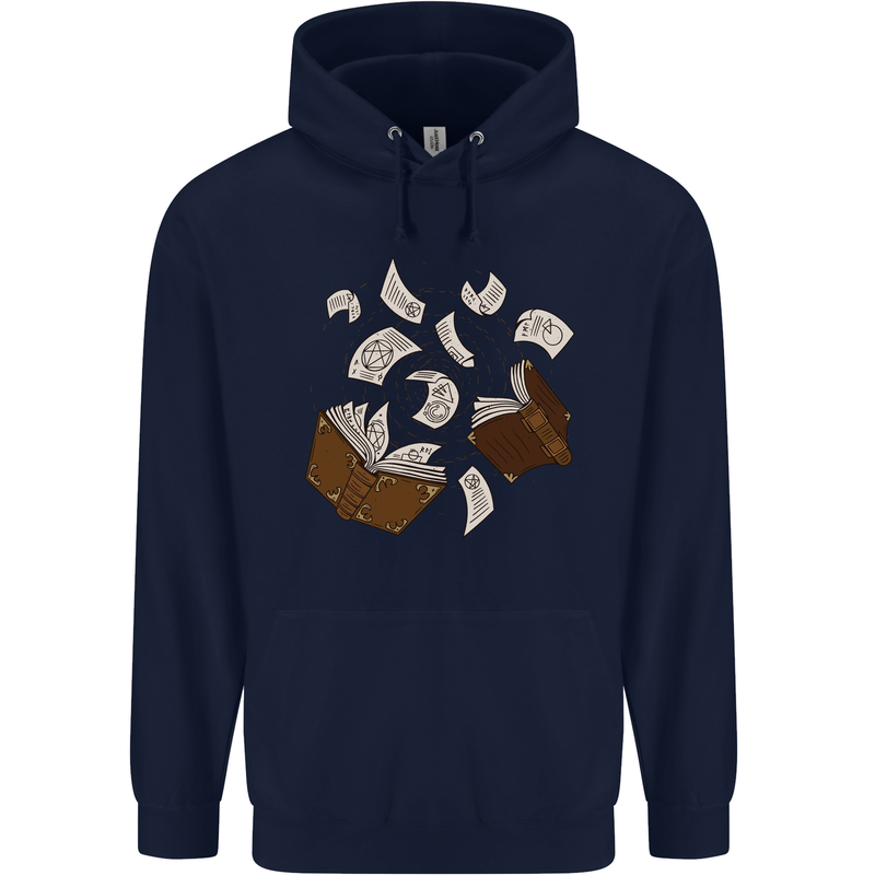 Spell Book Magic Magician Magical Mens 80% Cotton Hoodie Navy Blue
