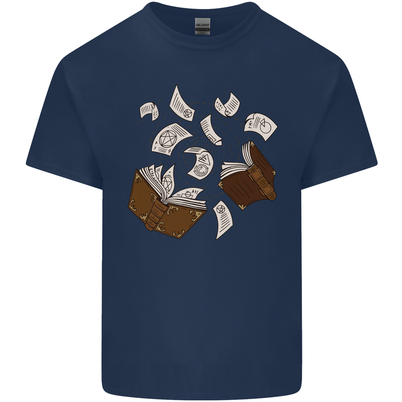 Spell Book Magic Magician Magical Mens Cotton T-Shirt Tee Top Navy Blue