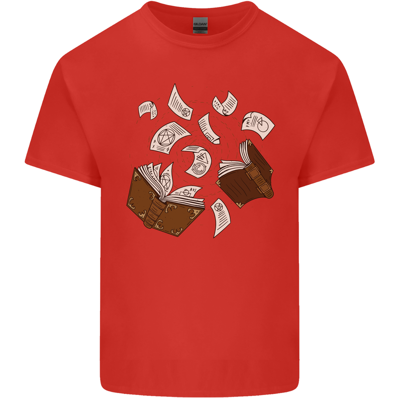 Spell Book Magic Magician Magical Mens Cotton T-Shirt Tee Top Red