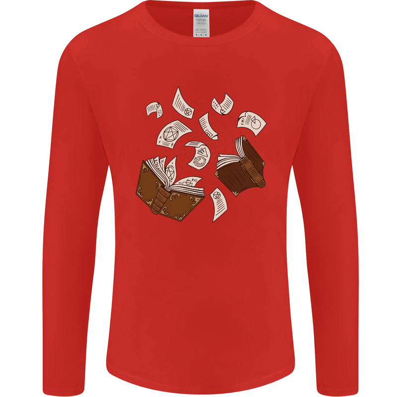 Spell Book Magic Magician Magical Mens Long Sleeve T-Shirt Red