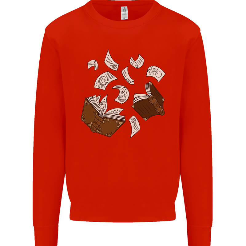 Spell Book Magic Magician Magical Mens Sweatshirt Jumper Bright Red