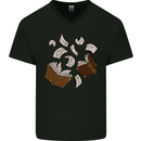 Spell Book Magic Magician Magical Mens V-Neck Cotton T-Shirt Black