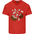 Spell Book Magic Magician Magical Mens V-Neck Cotton T-Shirt Red