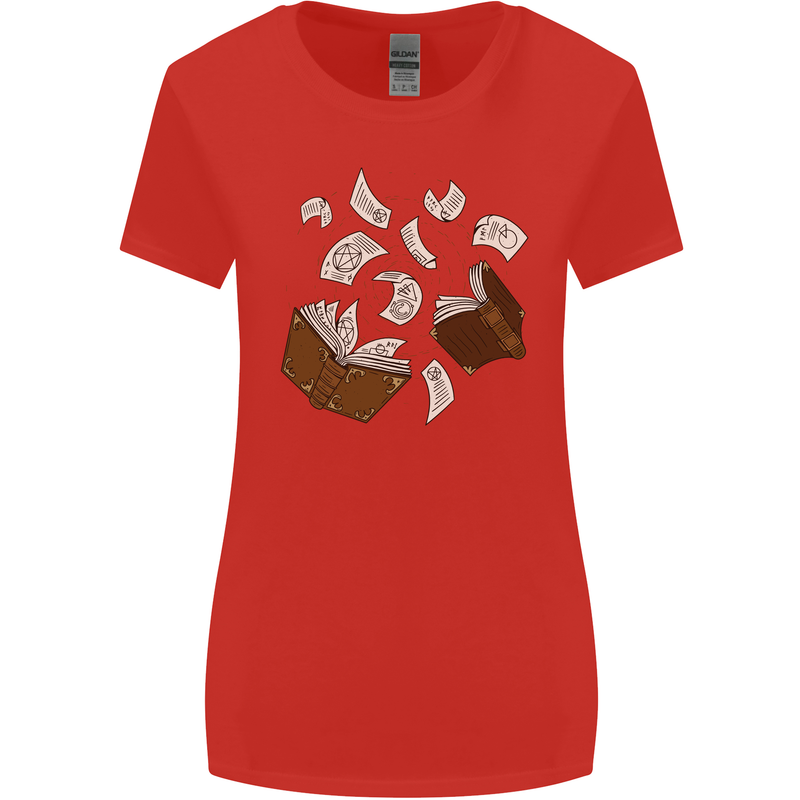 Spell Book Magic Magician Magical Womens Wider Cut T-Shirt Red
