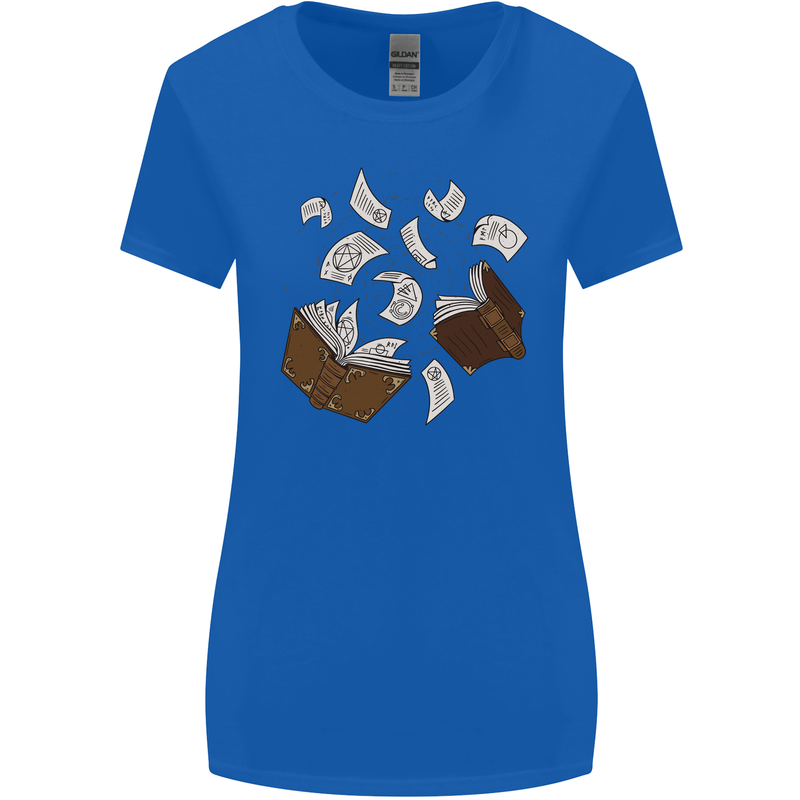 Spell Book Magic Magician Magical Womens Wider Cut T-Shirt Royal Blue