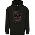 Spider Web Skull Mens Hoodie Black