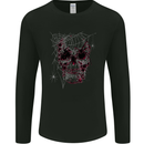Spider Web Skull Mens Long Sleeve T-Shirt Black