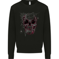 Spider Web Skull Mens Sweatshirt Jumper Black