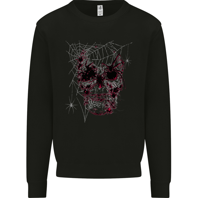 Spider Web Skull Mens Sweatshirt Jumper Black