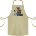 Spinning Eat Sleep Spin Repeat Cycling Cotton Apron 100% Organic Khaki