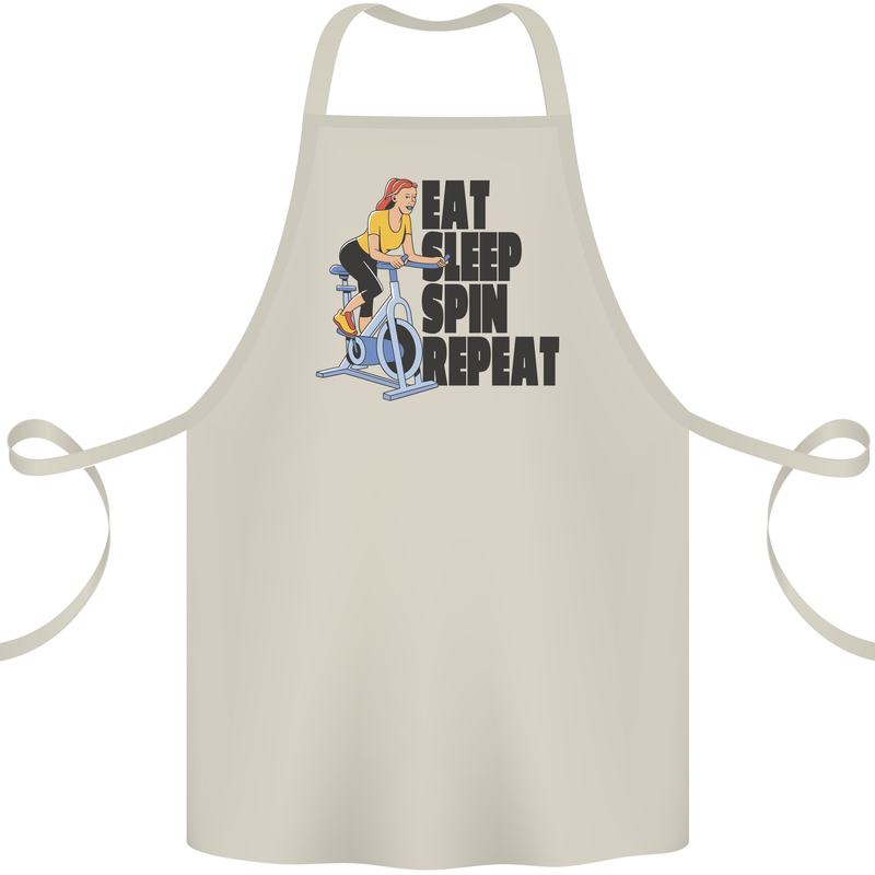 Spinning Eat Sleep Spin Repeat Cycling Cotton Apron 100% Organic Natural