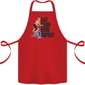 Spinning Eat Sleep Spin Repeat Cycling Cotton Apron 100% Organic Red