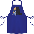 Spinning Eat Sleep Spin Repeat Cycling Cotton Apron 100% Organic Royal Blue