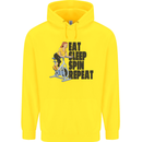 Spinning Eat Sleep Spin Repeat Cycling Mens 80% Cotton Hoodie Yellow