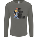 Spinning Eat Sleep Spin Repeat Cycling Mens Long Sleeve T-Shirt Charcoal