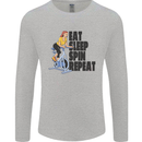 Spinning Eat Sleep Spin Repeat Cycling Mens Long Sleeve T-Shirt Sports Grey