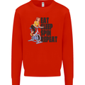 Spinning Eat Sleep Spin Repeat Cycling Mens Sweatshirt Jumper Bright Red