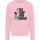 Spinning Eat Sleep Spin Repeat Cycling Mens Sweatshirt Jumper Light Pink