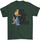 Spinning Eat Sleep Spin Repeat Cycling Mens T-Shirt Cotton Gildan Forest Green