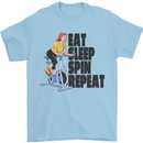 Spinning Eat Sleep Spin Repeat Cycling Mens T-Shirt Cotton Gildan Light Blue