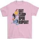 Spinning Eat Sleep Spin Repeat Cycling Mens T-Shirt Cotton Gildan Light Pink