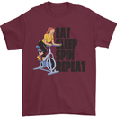 Spinning Eat Sleep Spin Repeat Cycling Mens T-Shirt Cotton Gildan Maroon
