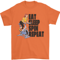 Spinning Eat Sleep Spin Repeat Cycling Mens T-Shirt Cotton Gildan Orange