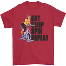 Spinning Eat Sleep Spin Repeat Cycling Mens T-Shirt Cotton Gildan Red
