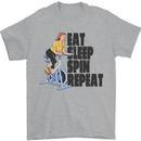 Spinning Eat Sleep Spin Repeat Cycling Mens T-Shirt Cotton Gildan Sports Grey