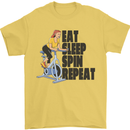 Spinning Eat Sleep Spin Repeat Cycling Mens T-Shirt Cotton Gildan Yellow