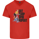 Spinning Eat Sleep Spin Repeat Cycling Mens V-Neck Cotton T-Shirt Red