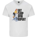 Spinning Eat Sleep Spin Repeat Cycling Mens V-Neck Cotton T-Shirt White