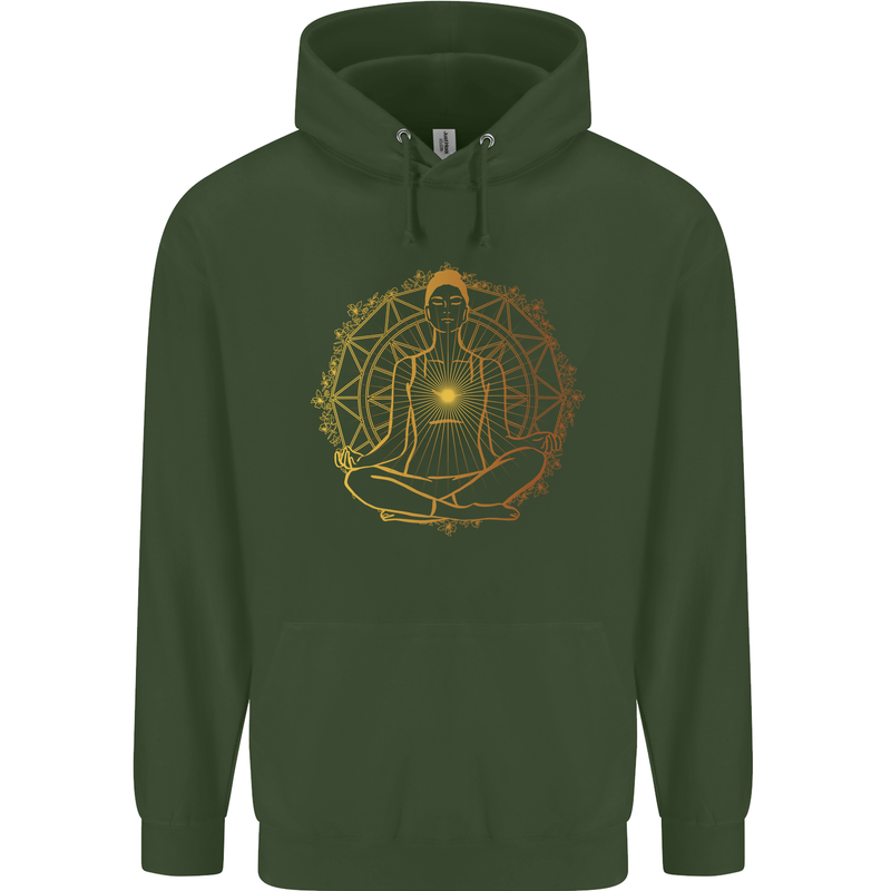 Spiritual Yoga Meditation Peace Childrens Kids Hoodie Forest Green
