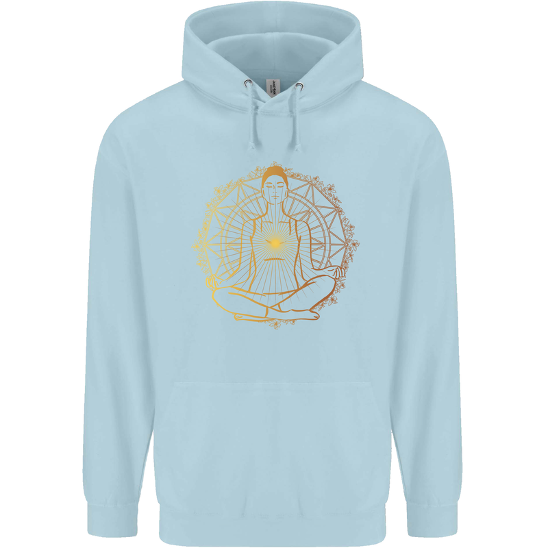 Spiritual Yoga Meditation Peace Childrens Kids Hoodie Light Blue