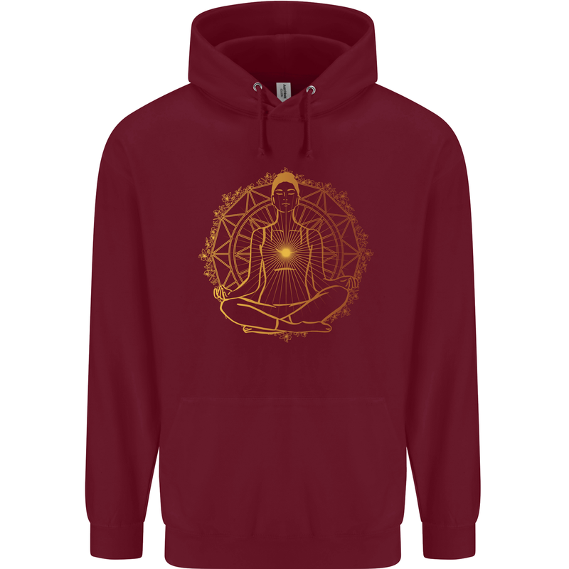 Spiritual Yoga Meditation Peace Childrens Kids Hoodie Maroon