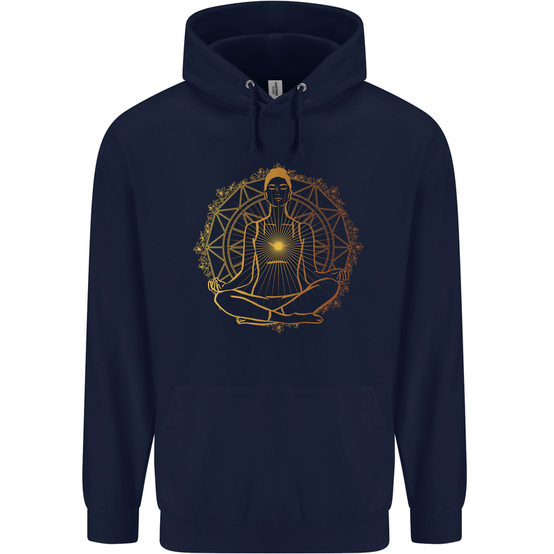 Spiritual Yoga Meditation Peace Childrens Kids Hoodie Navy Blue