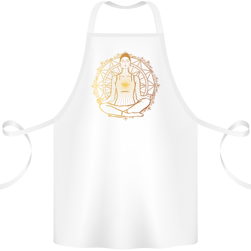 Spiritual Yoga Meditation Peace Cotton Apron 100% Organic White