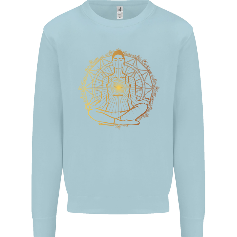 Spiritual Yoga Meditation Peace Kids Sweatshirt Jumper Light Blue
