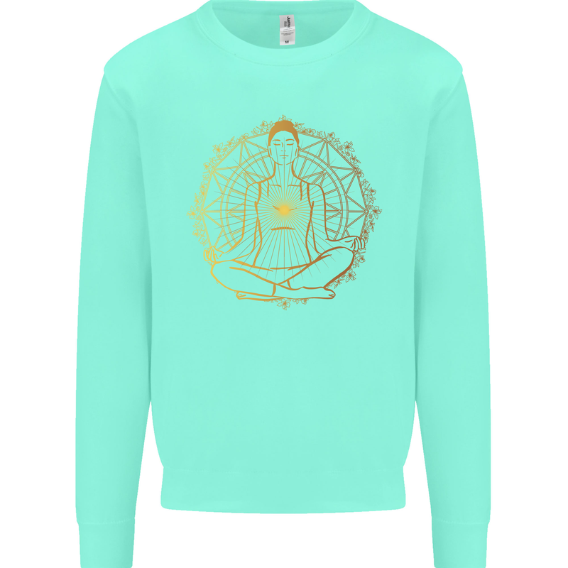 Spiritual Yoga Meditation Peace Kids Sweatshirt Jumper Peppermint