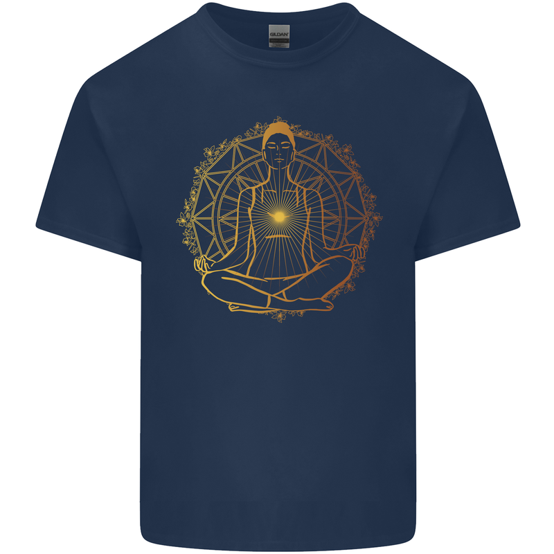 Spiritual Yoga Meditation Peace Kids T-Shirt Childrens Navy Blue