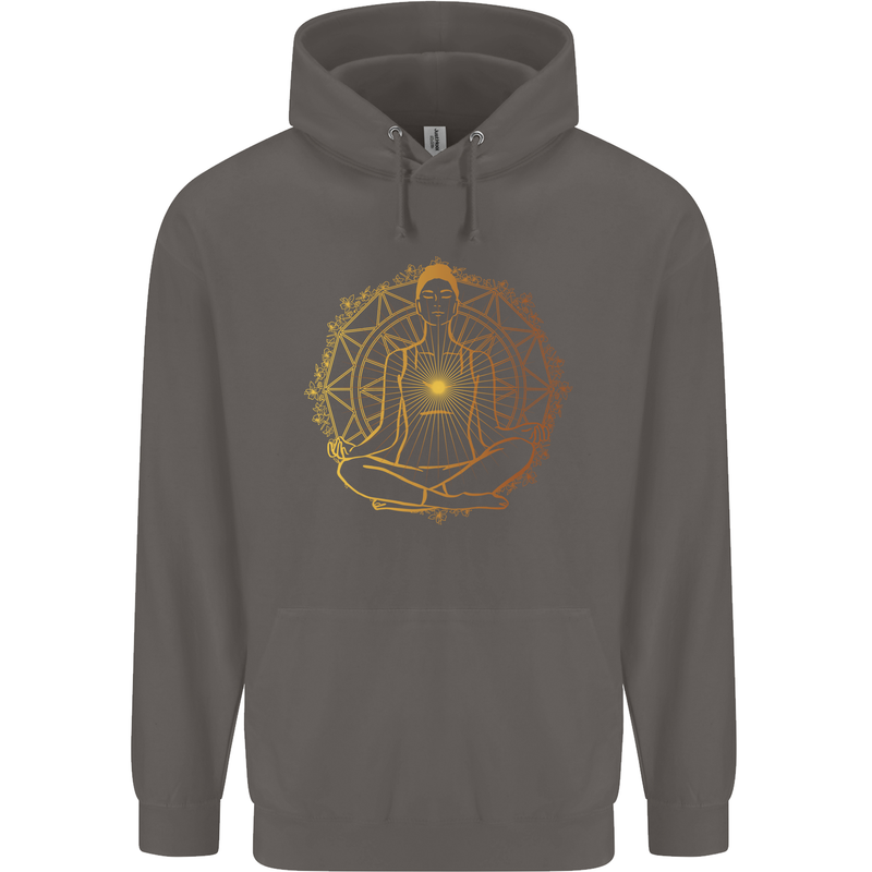 Spiritual Yoga Meditation Peace Mens 80% Cotton Hoodie Charcoal