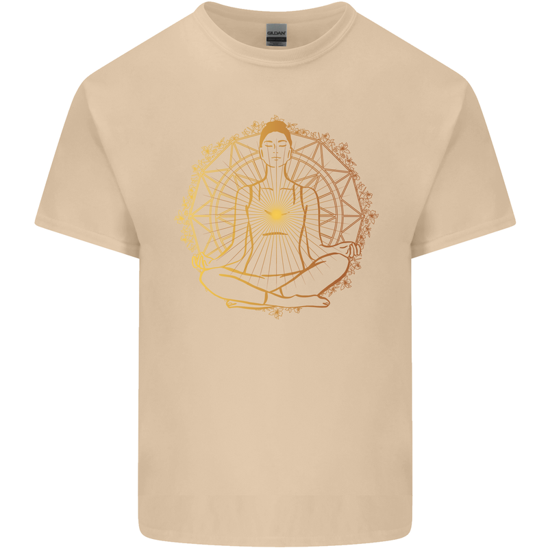 Spiritual Yoga Meditation Peace Mens Cotton T-Shirt Tee Top Sand